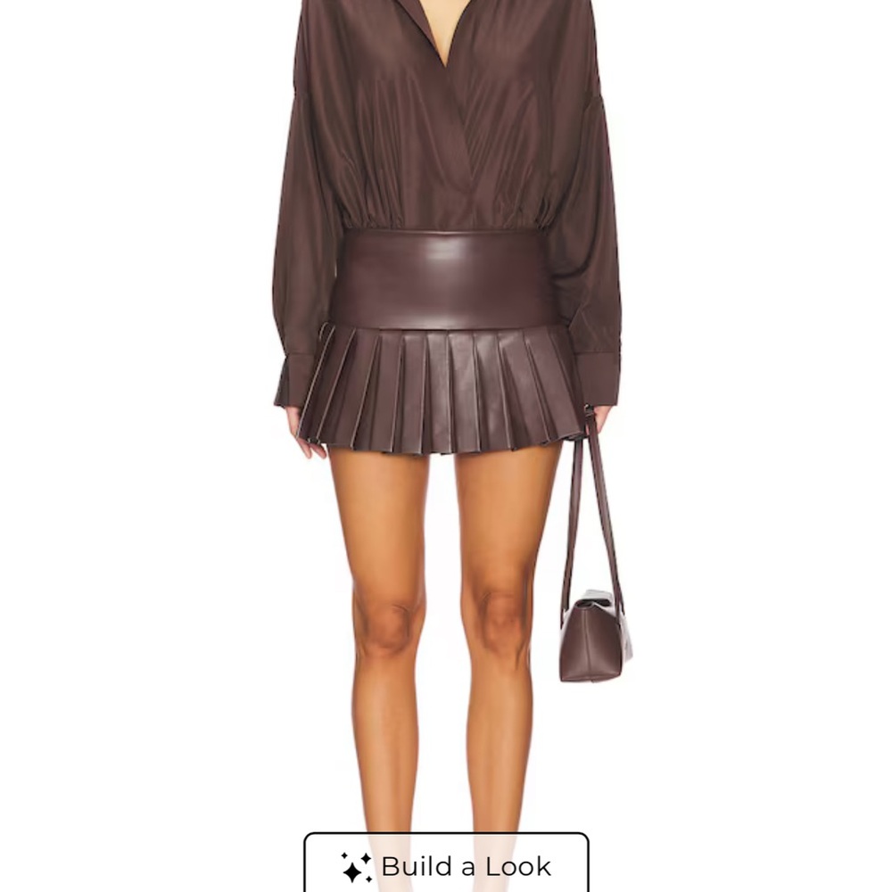 Brown Pleated Leather Mini Skirt BRAND NEW TAGS ATTACHED